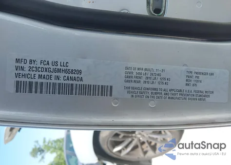 2021 Dodge Charger Scat Pack Rwd из США, поврежденный, VIN 2C3CDXGJ6MH658209